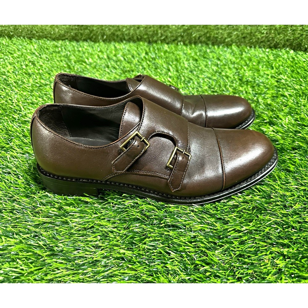 Brooks Brothers Men's Brown Leather Double Monk Strap Dress Shoes 9.5 D